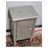 Embossed Metal Lotus Accent Cabinet - Silver