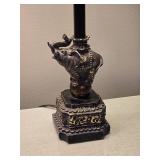 Exotic Neoclassical Accent Lamp Pair - Elephant & Monkey