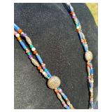 Beautiful LARGE Carved Bone Jeweled Jaguar / Owl / Eagle Pendant Necklace by Susan Tereba