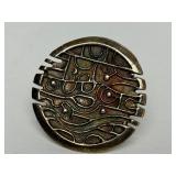 Great Looking Vintage Brutalist Round Sculptural Brooch by Jim McConnell