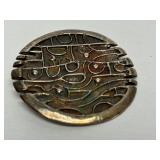 Great Looking Vintage Brutalist Round Sculptural Brooch by Jim McConnell