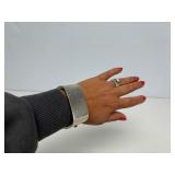 Large Signed Southwestern Sterling Silver Bracelet