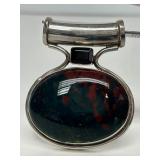 Large Sterling Silver & Bloodstone Pendant