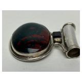 Large Sterling Silver & Bloodstone Pendant