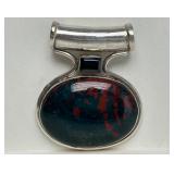 Large Sterling Silver & Bloodstone Pendant
