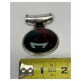 Large Sterling Silver & Bloodstone Pendant
