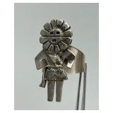 Signed Vintage Native American Sterling Silver Ring - Size 8.5