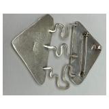 Larger Whimsical Sterling Silver & Enamel Shoes & Purse Brooch Pendant by MN Artist Laura Stamper