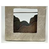 Lovely Brushed Sterling Silver "Framed" Scenic 3D Brooch