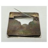 Lovely Brushed Sterling Silver "Framed" Scenic 3D Brooch