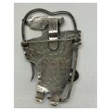 Outstanding Signed Modernist Sterling Silver 22K Gold & Enamel Brooch Pendant by Celiane & Ronald Dunetz