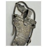 Outstanding Signed Modernist Sterling Silver 22K Gold & Enamel Brooch Pendant by Celiane & Ronald Dunetz