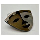 Vintage Signed Southwestern Sterling Silver Mask/Face Brooch - Metales Casados