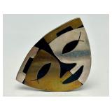 Vintage Signed Southwestern Sterling Silver Mask/Face Brooch - Metales Casados