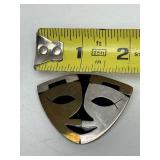 Vintage Signed Southwestern Sterling Silver Mask/Face Brooch - Metales Casados