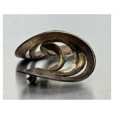 Larger Signed Sculptural Modernist Sterling Silver Brooch