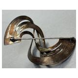 Larger Signed Sculptural Modernist Sterling Silver Brooch
