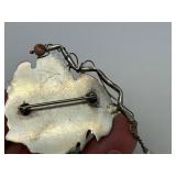 Sculptural Signed Sterling Silver Brooch w/Beautiful Agate Pearl & Other Stones