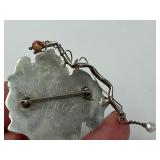 Sculptural Signed Sterling Silver Brooch w/Beautiful Agate Pearl & Other Stones