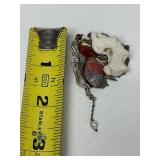 Sculptural Signed Sterling Silver Brooch w/Beautiful Agate Pearl & Other Stones