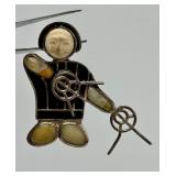 Large ZINLANDIA Sterling Silver & Stone Figural Brooch Pendant w/Hunter