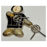 Large ZINLANDIA Sterling Silver & Stone Figural Brooch Pendant w/Hunter