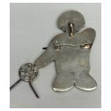 Large ZINLANDIA Sterling Silver & Stone Figural Brooch Pendant w/Hunter