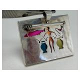 Colorful Sterling Silver Through-Cut Brooch Pendant