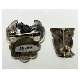 2 Smaller Vintage Inlaid Zuni Sterling Bird Brooches w/Owl