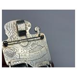 Fabulous Signed Modernist Sterling 22K Gold & Enamel Brooch Pendant & Earring Set by Celiane & Ronald Dunetz