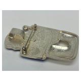 Fabulous Signed Modernist Sterling 22K Gold & Enamel Brooch Pendant & Earring Set by Celiane & Ronald Dunetz