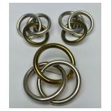 Taxco Sterling Silver Interlocking Ring Brooch & Earring Set
