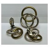 Taxco Sterling Silver Interlocking Ring Brooch & Earring Set
