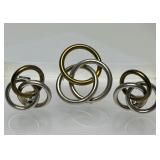 Taxco Sterling Silver Interlocking Ring Brooch & Earring Set