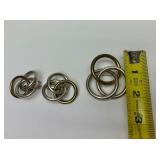 Taxco Sterling Silver Interlocking Ring Brooch & Earring Set