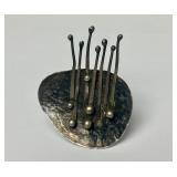 Sculptural Hand Hammered Sterling Silver Brooch