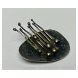Sculptural Hand Hammered Sterling Silver Brooch