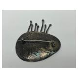 Sculptural Hand Hammered Sterling Silver Brooch