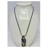 Large Signed Abstract Sterling Silver Pendant Necklace w/Maker