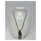 Large Signed Abstract Sterling Silver Pendant Necklace w/Maker