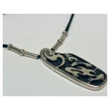 Large Signed Abstract Sterling Silver Pendant Necklace w/Maker