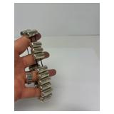 Large Sterling Silver Bracelet w/Cylindrical Silver Beads