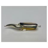 Sculptural Sterling Silver & Sliced Amber Brooch