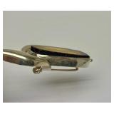 Sculptural Sterling Silver & Sliced Amber Brooch