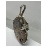 Large Sterling Silver & Genuine Ammonite Pendant