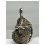 Large Sterling Silver & Genuine Ammonite Pendant
