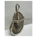 Large Sterling Silver & Genuine Ammonite Pendant