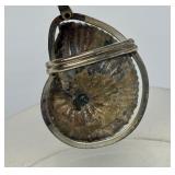 Large Sterling Silver & Genuine Ammonite Pendant