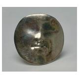 Sculptural Sterling Silver Face Brooch Pendant