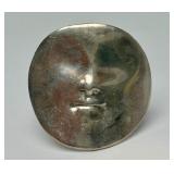 Sculptural Sterling Silver Face Brooch Pendant